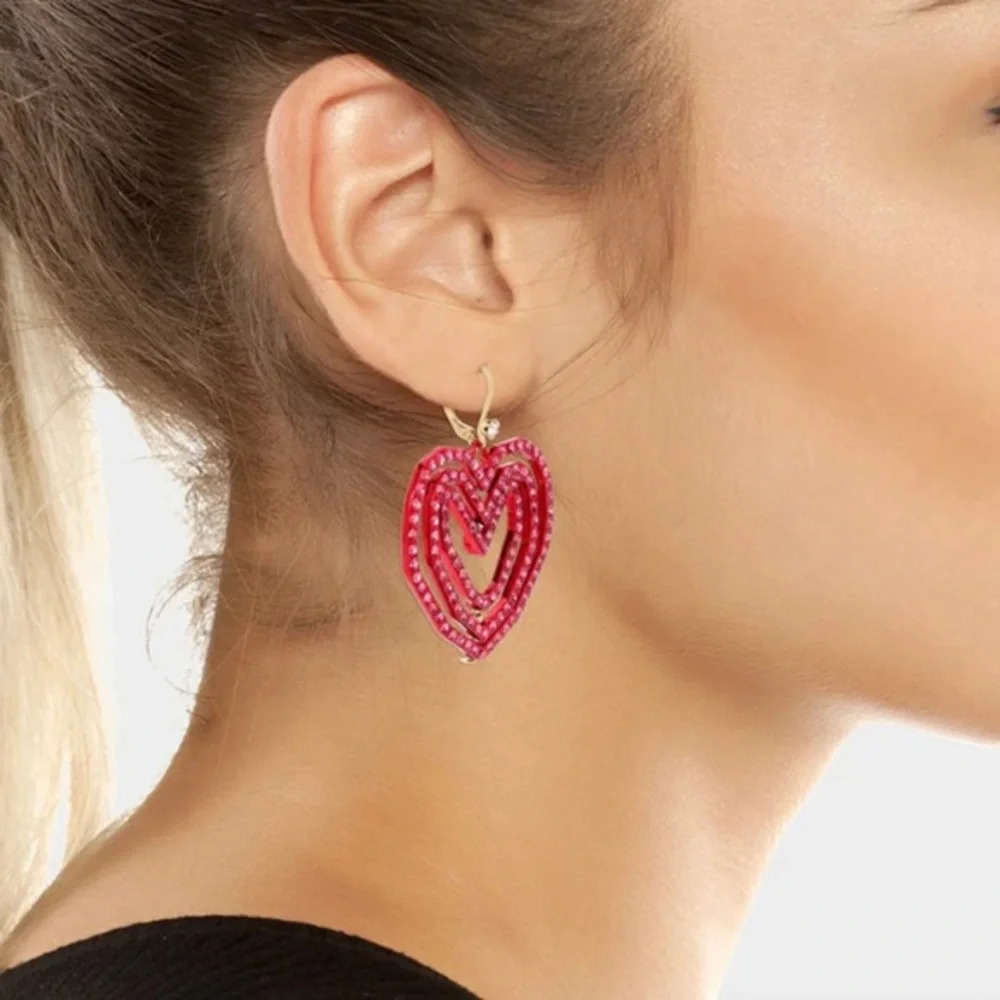 NWT Betsey Johnson Red Heart Earrings